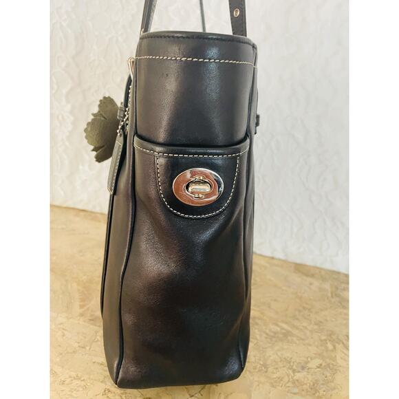 Coach Gallery medium tote black shoulder leather bag 8E92 - Picture 4 of 10